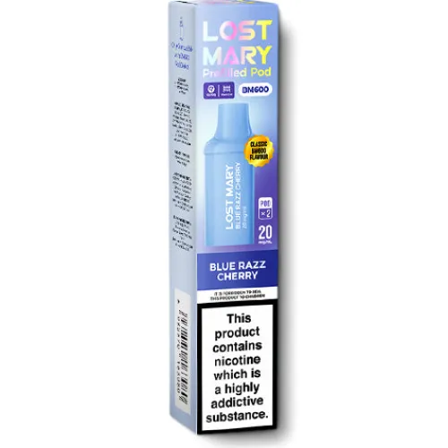 Hot Lost Mary Blue Razz Cherry BM600 Prefilled Pods by